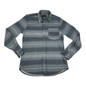 Men's‎ Gray Striped Flannel Shirt Long Sleeve Button Up Casual Workwear M